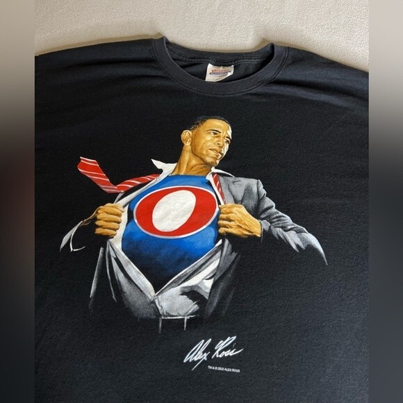 2008 Alex Ross Barack Obama superman superhero Chicago Size L - Picture 12 of 16